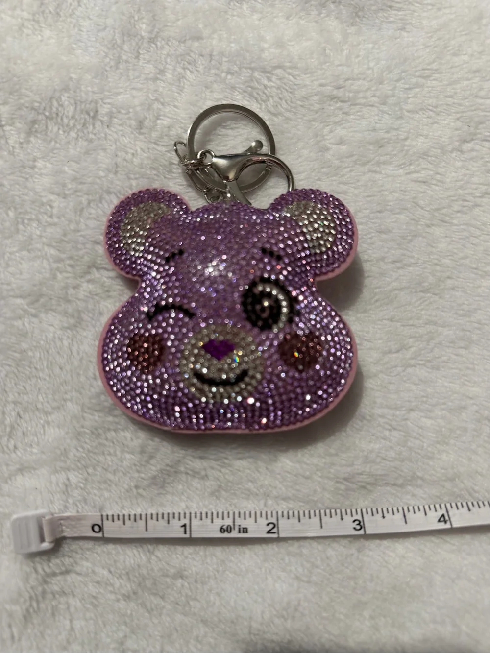 Purple Bling Winking Bear Keychain or Purse Charm